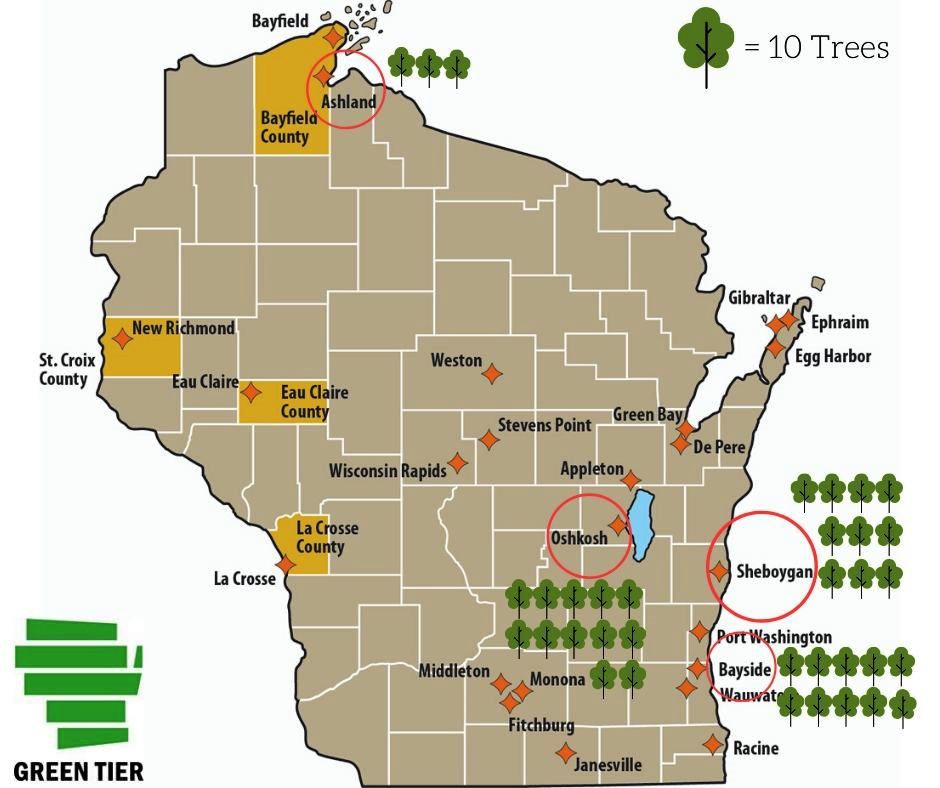 Map of trees planted