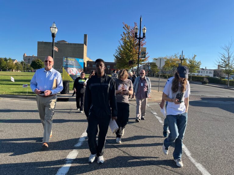 Kenosha Transportation Academy participants conduct a walk audit