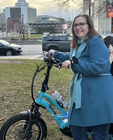 Brooke Frizzell with her bicycle