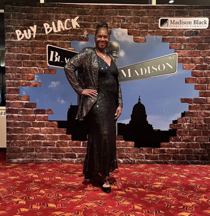 Sharon Johnson, Lead Organizer for Madison For More Neighbors, at the Madison Black Chamber of Commerce 8th Annual Awards Ceremony