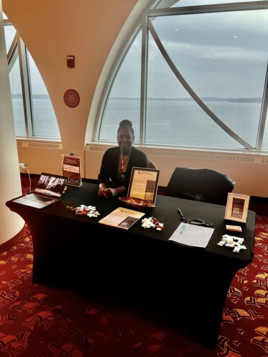 Sharon Johnson at the Madison for More Neighbors event table