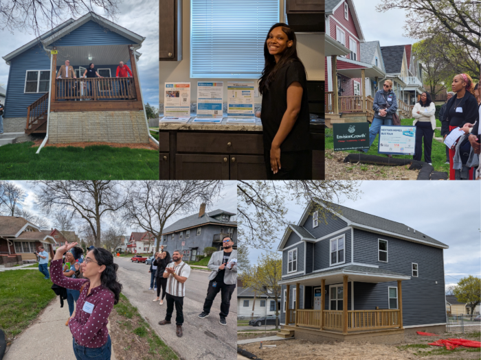 Collage of images from Milwaukee’s Community Development Alliance (CDA) on its Next Gen Homes Bus Tour 