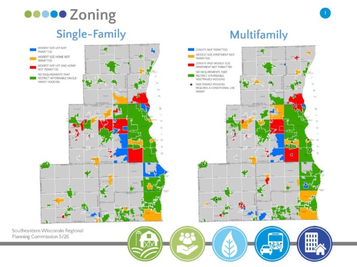 Map depicting Single-Family versus Multifamily density and how certain local policies have constrained the housing supply and made the number and affordability of homes more out of reach.