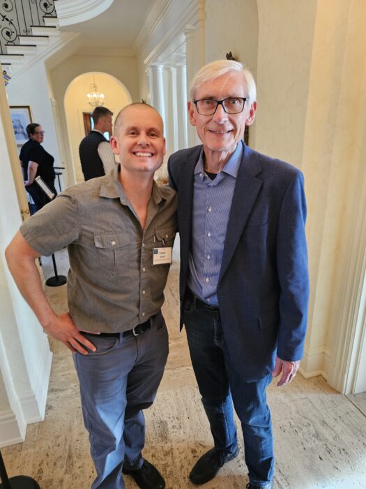 Trevor Roark met with Governor Evers to discuss environmental efforts as part of an Earth Day celebration at the Wisconsin Governor's Mansion