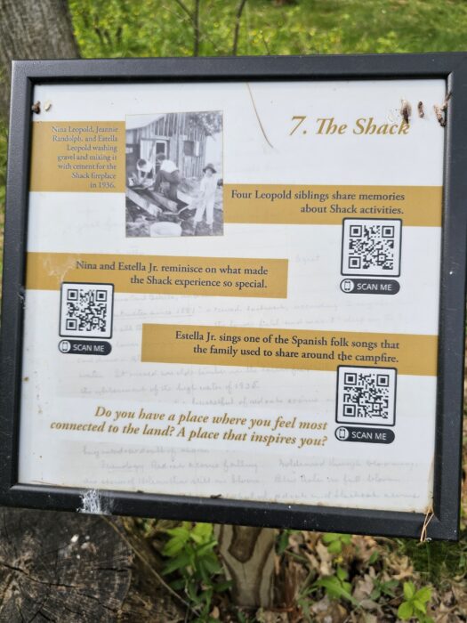 Sign depicting information about The Shack by Aldo Leopold