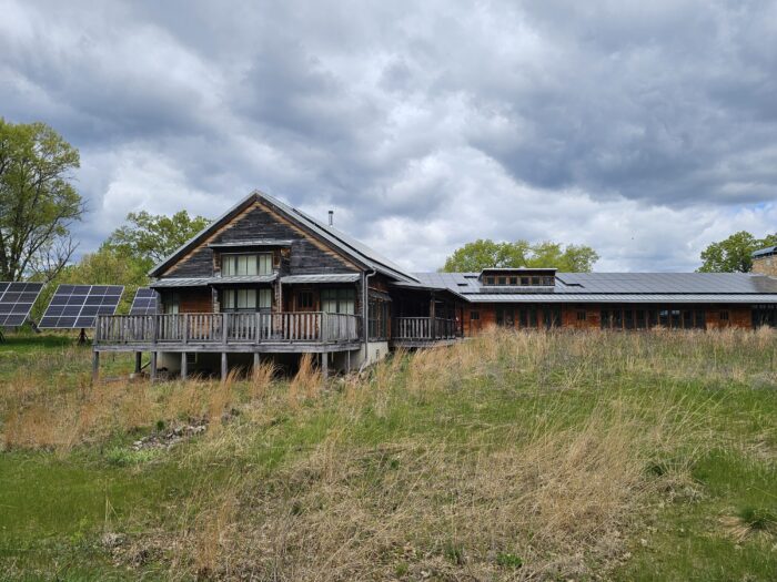 Aldo Leopold Center building in a prairie landscape in Baraboo, Wisconsin, photo by Trevor Roark, 1000 Friends of Wisconsin Executive Director