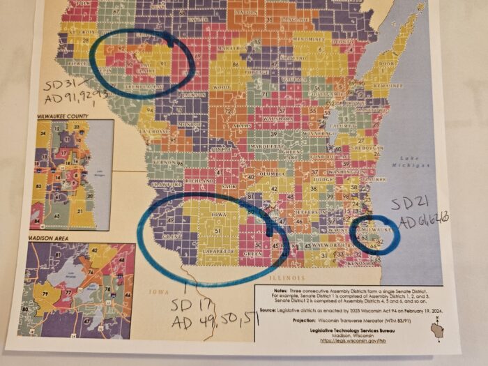 Wisconsin Statewide map showing areas of focus for climate initiatives in the future