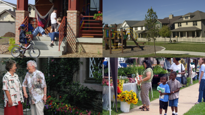 Scenes of communal living in residential neighborhoods